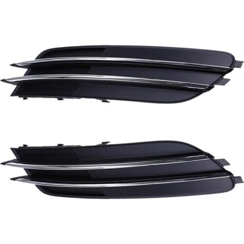 For Audi A6 C7 2011-2014 Chrome Strip Front Left Right Bumper Lower Grilles Cover Front Fog Light Cover Lamp Mask