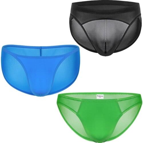 Mens Briefs Underwear GAY Perspective Mesh Briefs Men Breathable High Elastic Low Waist Mesh Panties Slip Bikini Man Underpants