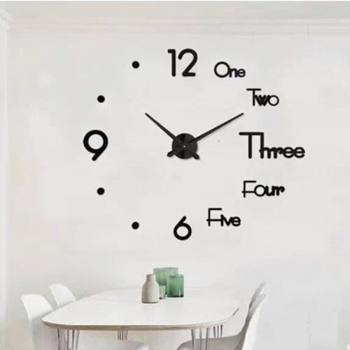 Home Decor 3D Wall Clock Modern Large Wall Watch Self-adhesive Wall Sticker Creative Acrylic Mirror Clock Wall Art Decal Quartz