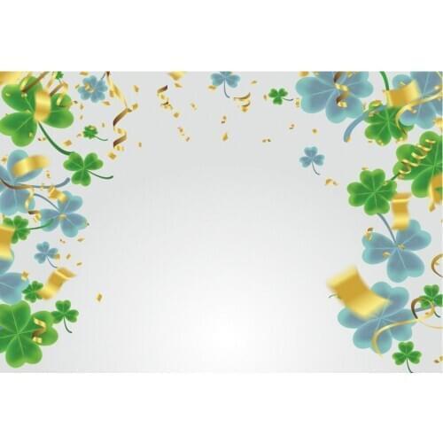 Happy Saint Patricks Day Backdrop Green and Golden Colver Silver Photography Background Celebration Photo Booth Studio Decor