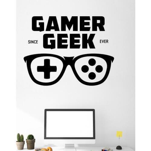 Gamer Geek Decal Video Game Controller Sticker Play Decal Gaming Posters Gamer Vinyl Decals Decor Mural Video Game Wall Sticker