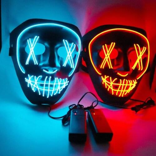 Pumpkin Head Halloween Props Horror Ghost Face Skul Mask New Luminous LED Mask Cold Light Crazy Party Masquerade Bar Decoration
