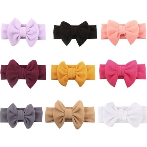 Cotton Elastic Newborn Baby Girls Solid Color Headband Bowknot Hair Band Children Infant Headband Bandeau Bebe