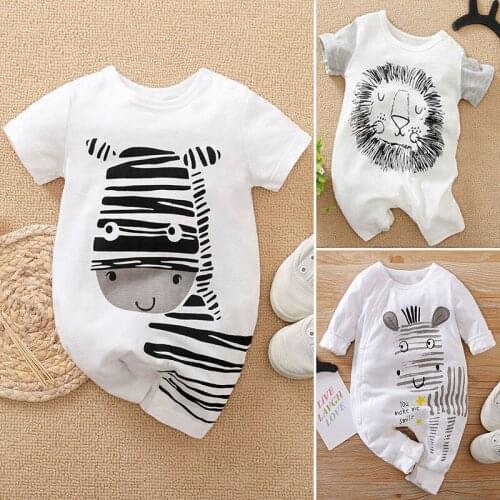 Prowow Cartoon Baby Rompers Summer Newborn Sleepwear Funny Zebra Baby Costume For Infant Jumpsuits Cotton Newborn Boys Overalls