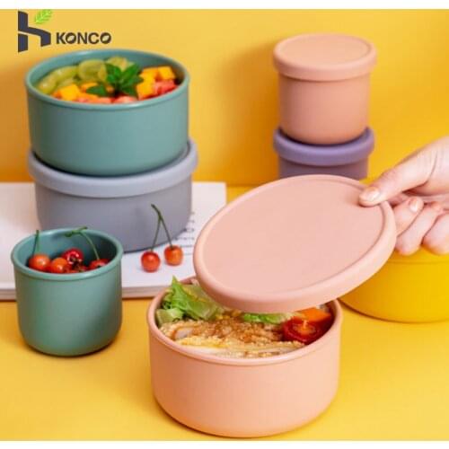 Konco 250ml+700ml silicone lunch box silicone fresh keeping Bento box set sealed soup container Picnic food storage box