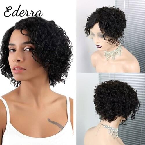 Short Curly Bob Lace Front Human Hair Wigs With Baby Hair Brazilian 13x4 Lace Closure Wig For Women Deep Wave Wig Pre Pluck