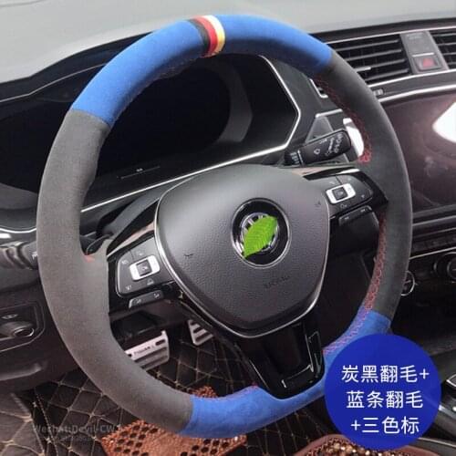 Leather Steering wheel cover for Volkswagen Lavida plus Sagitar Golf Magotan Lamando Bora Passat Tiguan interior car accessories