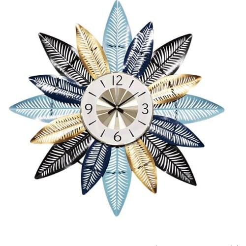 Nordic Creative Metal Wall Clocks Wall Hanging Ornaments Crafts Decoration Home Livingroom 3D Wall Sticker Mute Wall Clock Mural