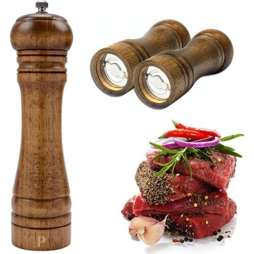 Salt and Pepper Mill, Solid Wood Pepper Mill with Strong Adjustable Ceramic Grinder 5" 8" 10" Kitchen Tools by Leeseph