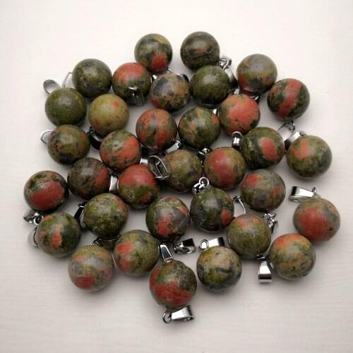 Fashion natural stone round unakite pendant necklaces for Jewelry making tredny charm gift accessories 14MM 50pcs/lot wholesale