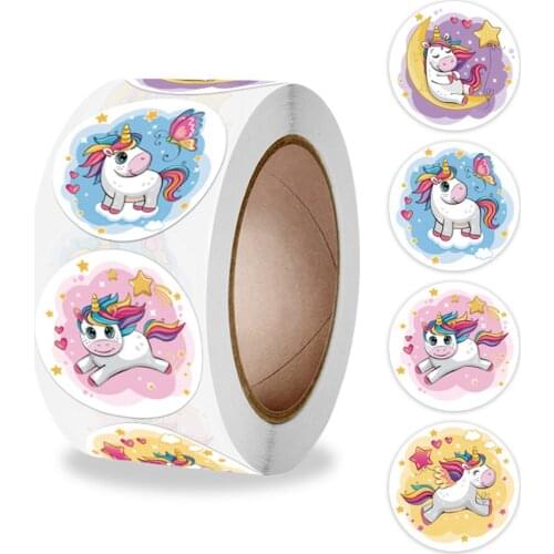 500 Pcs/Roll Kawaii Cute Cartoon Unicorn Stickers Reward Student Anime Decor Lable Kids Toy Sticker For Children Birthday Gifts