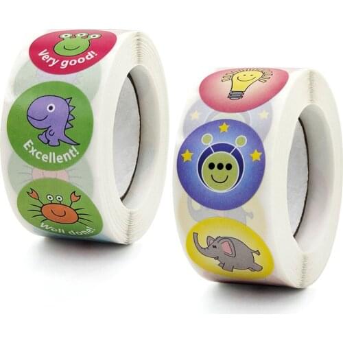 Stickers 500 pcs/roll Teacher rewards and encourages children toys cute animal stickers sealing stickers