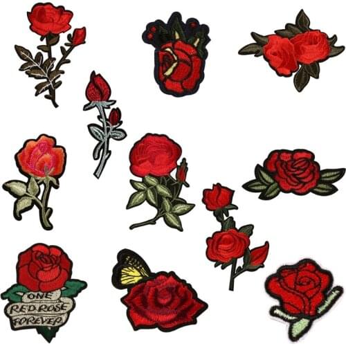 11Pcs Assorted Rose Flower Patch Embroidered Iron on Applique Patch for Craft Sewing Clothing Other Fabrics