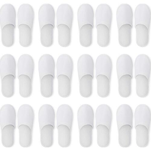 Disposable Slippers,12 Pairs Closed Toe Disposable Slippers Fit Size for Men and Women for Hotel, Spa Guest Used, (White)