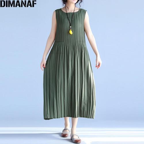 Women Dress Big Size Draped Striped Print Cotton Fashion Casual Female Tops Solid Show Thin Vest Elegant Midi Sundress Dresses