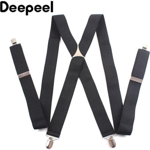 Deepeel 1pc 3.5*120cm Men Work Suspenders 4 Clips X-shaped Adjustable Elastic Adult Suit Strap Braces Pants Decoration Accessory