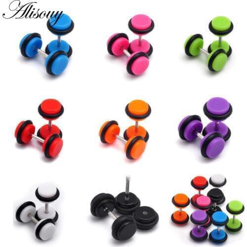 Alisouy 1 pair Colorful Acrylic Earrings Hot Sale Body Jewelry Ear jewelry Cute stud earrings for women girl screw-back earings