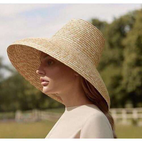 Summer Popular Lamp Shape Sun Hat for Women Big Wide Brim Beach Hat Ladies High Top Straw Hat UV Protection Derby Travel Hat