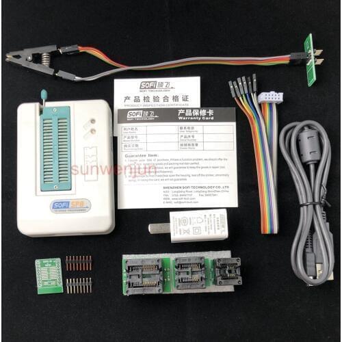 USB BIOS Universal SP8-F Programmer offline function FLASH/EEPROM/SPI include 3 pcs adapters with test clip