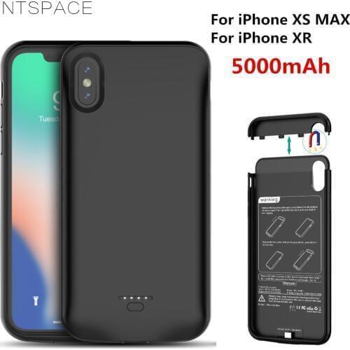 NTSPACE 5000mAh External Battery Charger Cases For iPhone XR Power Bank Charging Case For iPhone XS Max Power Case Support Audio