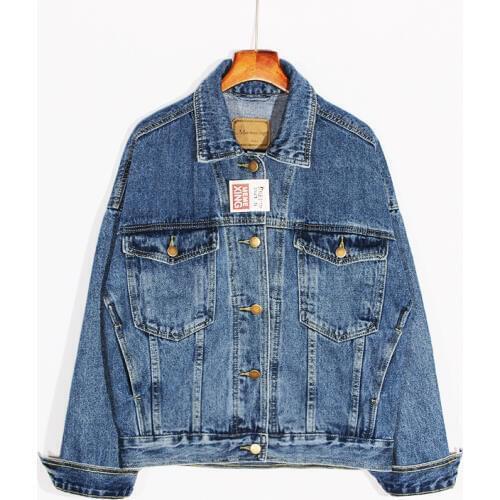 Obrix Spring Summer Female Loose Jacket High Quality Thick Denim Square Collar Full Sleeve Cotton Casual Style Coat