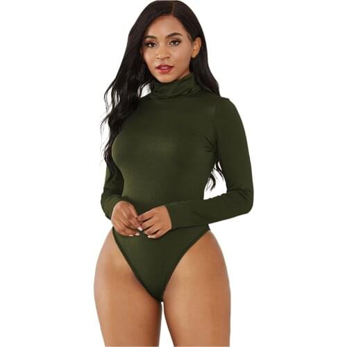 Sexy Bodysuit Long Sleeve Women Solid Bodysuit 2020 Spring Female Turtleneck Bandage Clothes Slim Fit Fashion Solid Palysuit