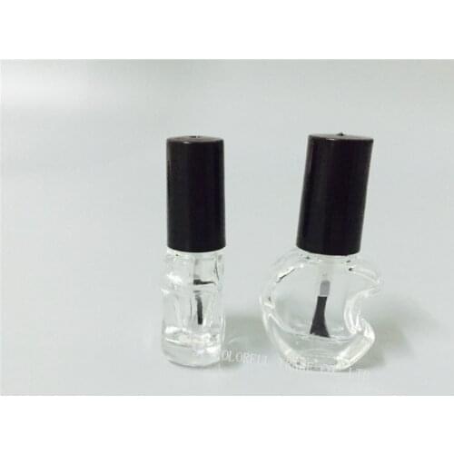 DHL free 100pcs lot 5ml Nail polish bottles glass bottles Black cap with a brush Points bottling