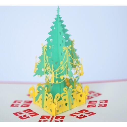 2019 New Year Xmas Card Gift 3D Stereo Greeting Card Christmas Tree Birthday Blessing Handmade Greeting Card Business Card 2pcs
