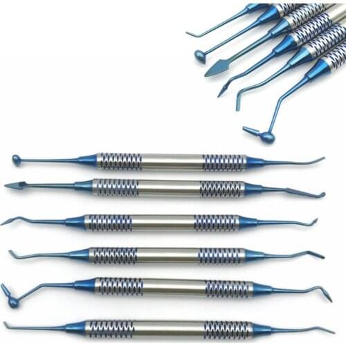 6pcs/set Dental Composite Resin Filling Spatula Titanium plated Head Resin Filler Set Restoration set Dental Instrument