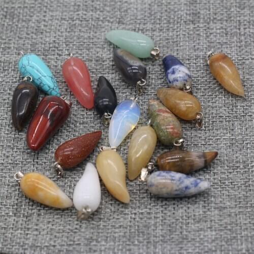 6Pcs Random Natural Stone Pendant Comma-Shaped Semi-Precious Charms For Jewelry Making DIY Necklace Bracelet Earrings Accessory