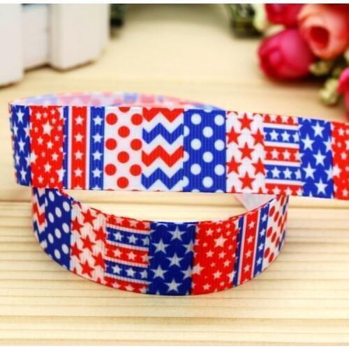 7/8'' Free shipping 4th of july printed grosgrain ribbon hair bow headwear party decoration wholesale OEM 22mm H4964