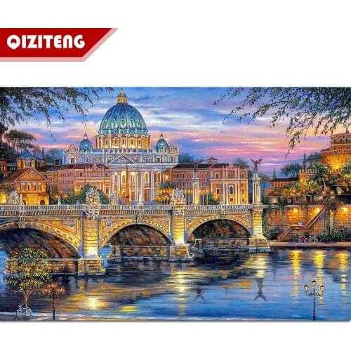 QIZITENG DIY Vatican Roman Tali Diamond Painting 5D Rhinestone Embroidery Complete Square/Round Mosaic Landscape New Product