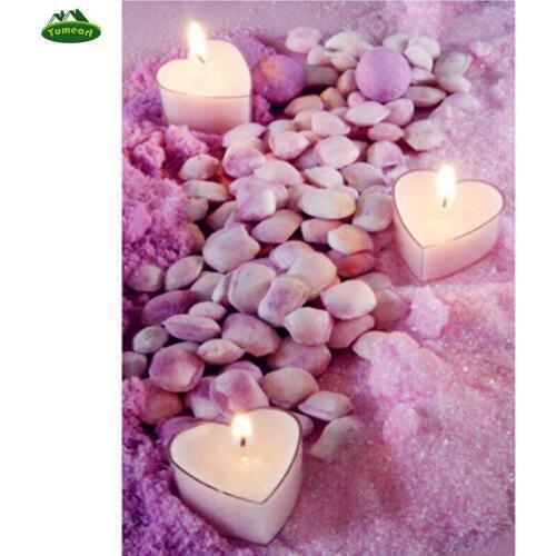 5D Diamond Embroidery Heart Shape Candle and Stones Mosaic Painting Home Decoration Resin Craft Novelty Modern 3D DIY Wall Art