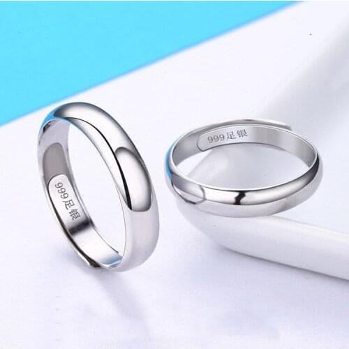 BAOSHINA 2021 Couple Ring Fashion Simple Silver Color Open Ring For women men Temperament Valentines DayJewelry