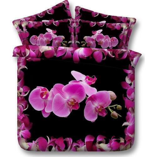 Free shipping 3d cotton butterfly moth orchid 5pcs twin/full/queen/king/super king size bedding set with filling home textile