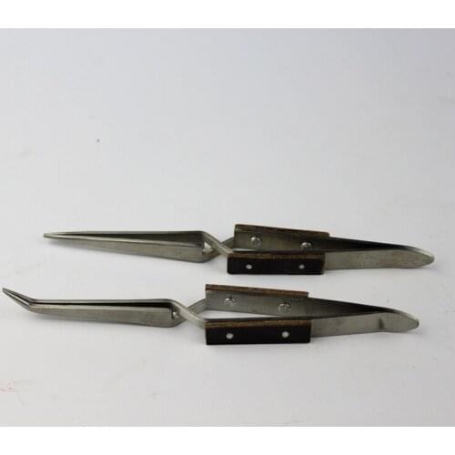 Free Shipping Straight Curved Fiber Self-Lock Welding Tweezers Solding Tweezers Jewelry Tools
