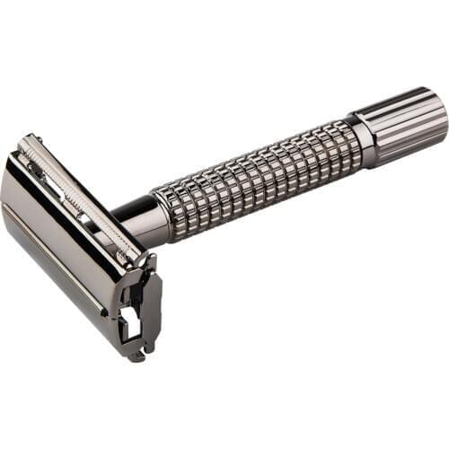 YINTAL Non-slip Handle Version Butterfly Open Double Edge Safety Razor Mens Classic Manual Razors 1 Razor 5 Blades
