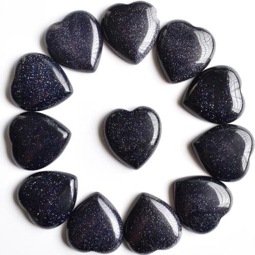 2020 new good quality blue sand stone heart shape cab cabochons beads for jewelry making 25mm wholesale 12pcs/lot free