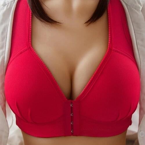 Sexy Push Up Bra Front Closure Solid Color Brassiere Wireless Bralette Breast Seamless Bras For Women Underwear Plus Size 36-46