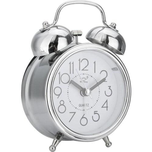2021 New Vintage Retro Alarm Clock Silent Pointer Clocks Round Number Dual Bell Loud Alarm Clock Bedside Night Light Home Decor