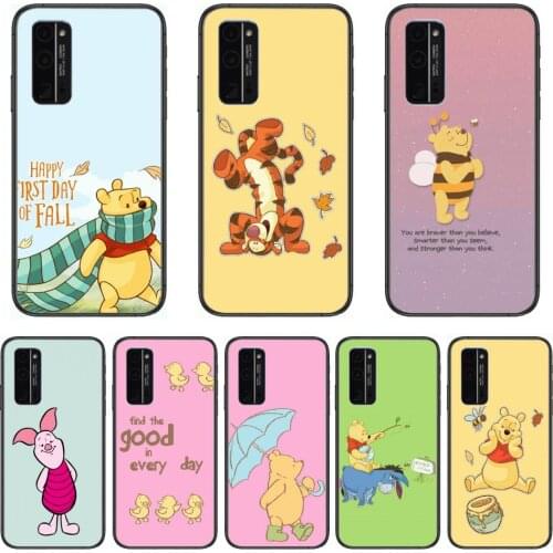Phone Case Disney Winnie Donkey Tiger Phone Case Hull For Huawei Honor 8 9 10 20 30 A S Lite Pro 5g i Black Back Soft Cell C