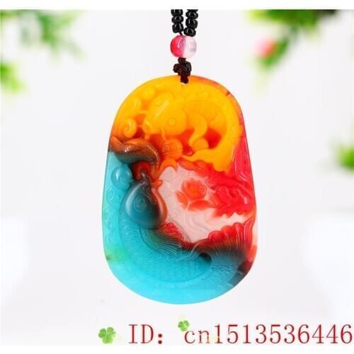 Colour Jade Carp Pendant Necklace Amulet Chinese Women Fashion Charm Gifts Natural for Jadeite Jewelry Carved Men