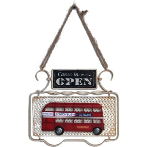 Decorative Metal Door Open Lettering London City Bus Decorated - Cafe, Restaurant, Hotel - Gift, Trinket, vintage Quality