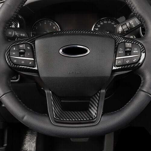 For Ford Explorer 2020 2021 Accessories ABS Carbon Fiber Interior Steering Wheel Decorative Cover Trim Stickers 2pcs Car Styling