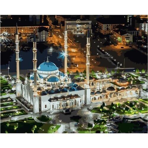 Home Decoration Wall Painting Russian Overseas Warehouse Delivery Accept Booking Architecture Under Night Painting By Numbers