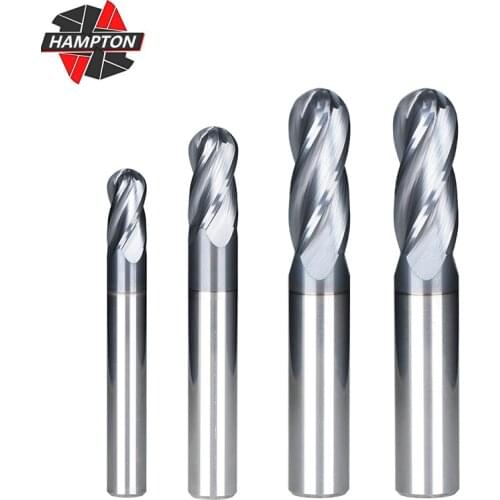 HAMPTON Milling Cutter 4 Flute Ball Nose Carbide End Mill R3 R4 R5 R6 Milling Bit CNC Machine Milling Tool Cutter Router Bit