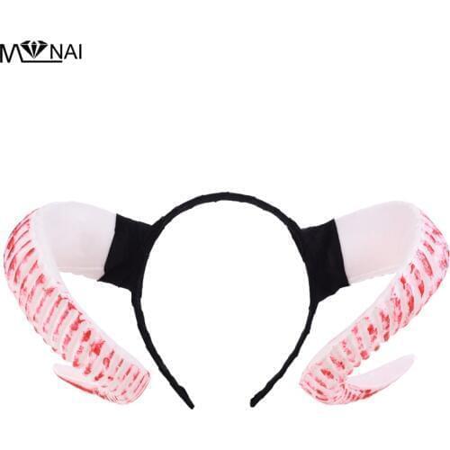 Steam Punk Sheep Horn Headband Cosplay Hallween Blood Horns Skull Hair Clip Gothic Party Headdress Animal Devil Headpiece