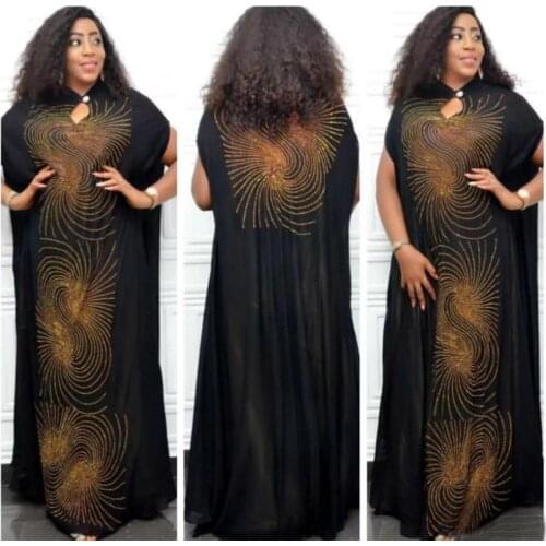 HGTE African Womens Long Dress + Black Sling Dress European and American travel ladies party elegant dress