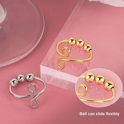 Bead Spinning Ring Adjustable Spiral Relaxing Finger Ring Must-have Fashion Item Adjustable Stylish Multiple Color