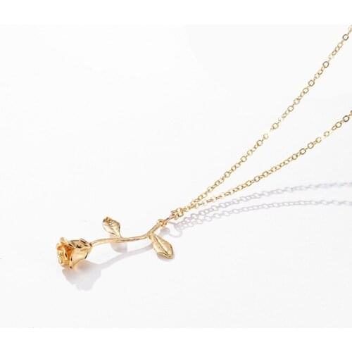 400pcs/pack Whosale Femme Collier Pink Gold Rose Flower Statement Necklace Women Maxi Choker Boho Jewelry Graduation Gift Kolye